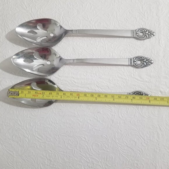 Rogers Oneida 1881 Danish Court Stainless 8" Slotted Serving Spoons Set of 3 - Picture 9 of 9